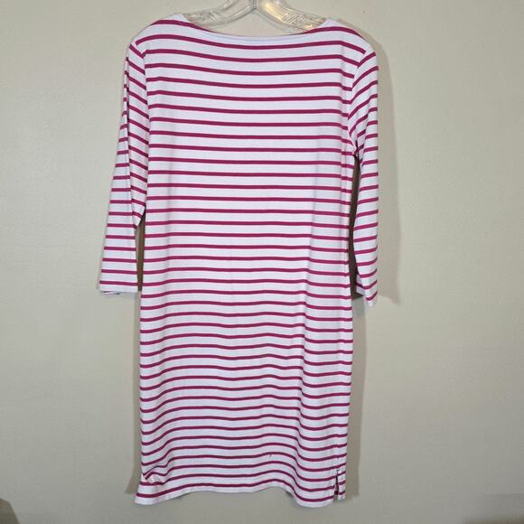 Vineyard Vines Women's Striped Knit T-Shirt Mini Dress Pink and White Size XS - Picture 2 of 5